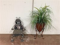 Decorative Garden Chair and Planter w/Artificial