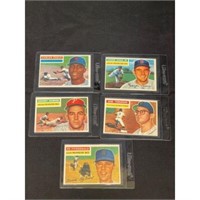 (5) Crease Free 1956 Topps Baseball Cards