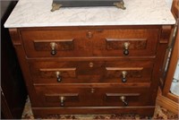 3 drawer Victorian Chest w/ marble top w/ bell