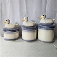 Ceramic Cookie Jars 3pc Set W/ Ducks