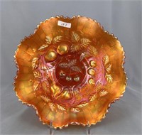 Three Fruits ruffled bowl w/BW back - marigold