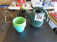 Garden Supplies: (4) Pots & Water Jug