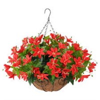Homsunny Artificial Flowers Hanging Basket Silk