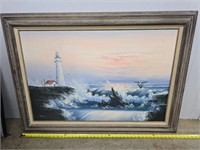 Lighthouse Art on canvas signed