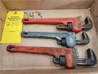 (3) PIPE WRENCHES RIDGED & HDX