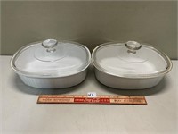 TWO CASSEROLE COVERED DISHS