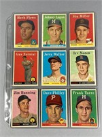 (9) TOPPS 1958 BASEBALL CARDS