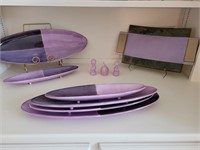Fenton Figurines and Purple Dish Set