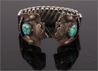 NATIVE AMERICAN STERLING & TURQUOISE WATCH BAND