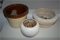 (3) Stoneware / Pottery w/ Floraline 404 Planter