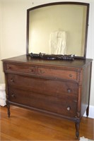 Antique 4 Drawer w/ Mirror Back Dresser 47w x