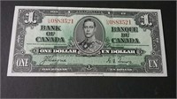 1937 Bank Of Canada Unc Choice $1 Banknote U/N