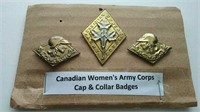 Canadian Women's Army Corp Cap & Collar Badges