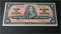 1937 Bank Of Canada $2 AU55 Banknote J/R 9472432