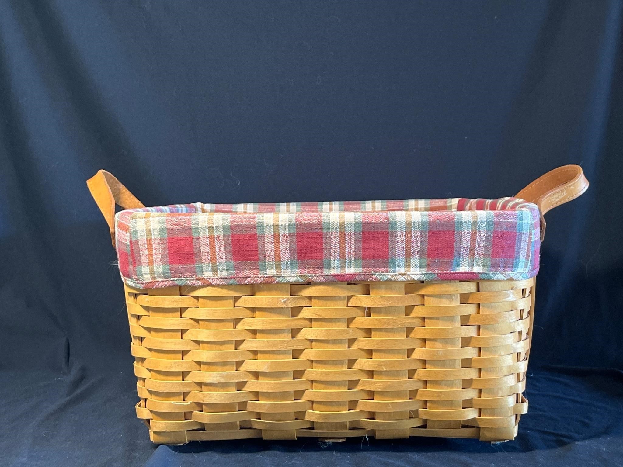 Longaberger Handwoven basket with fabric liner.