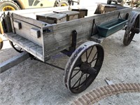 4 wheeled steel wheeled wagon, John Deere