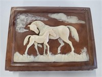 Jewelry Box w/ Resin Horse Decor 2.5in X 10.5in