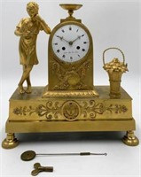 Antique Gold-Gilt French Figural Clock.