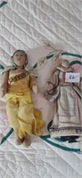 Antique Lenci Type Hand Painted Doll and Cloth