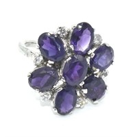 Silver Amethyst Cz(4.6ct) Ring