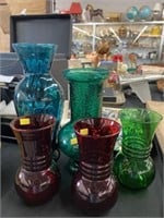 Ruby and Art Glass Vases