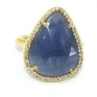 Gold plated Sil Sapphire Cz(8.95ct) Ring