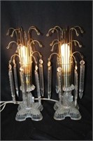 Pair of vintage glass boudoir lamps