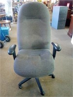 Gray Cushioned Fabric and Black Adjustable Swivel