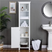 White Wood Floor Storage Cabinet