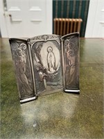 Silver Plated Triptych of Lourdes Shrine