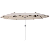 N5593  Outsunny Double Patio Umbrella, 15', Cream.