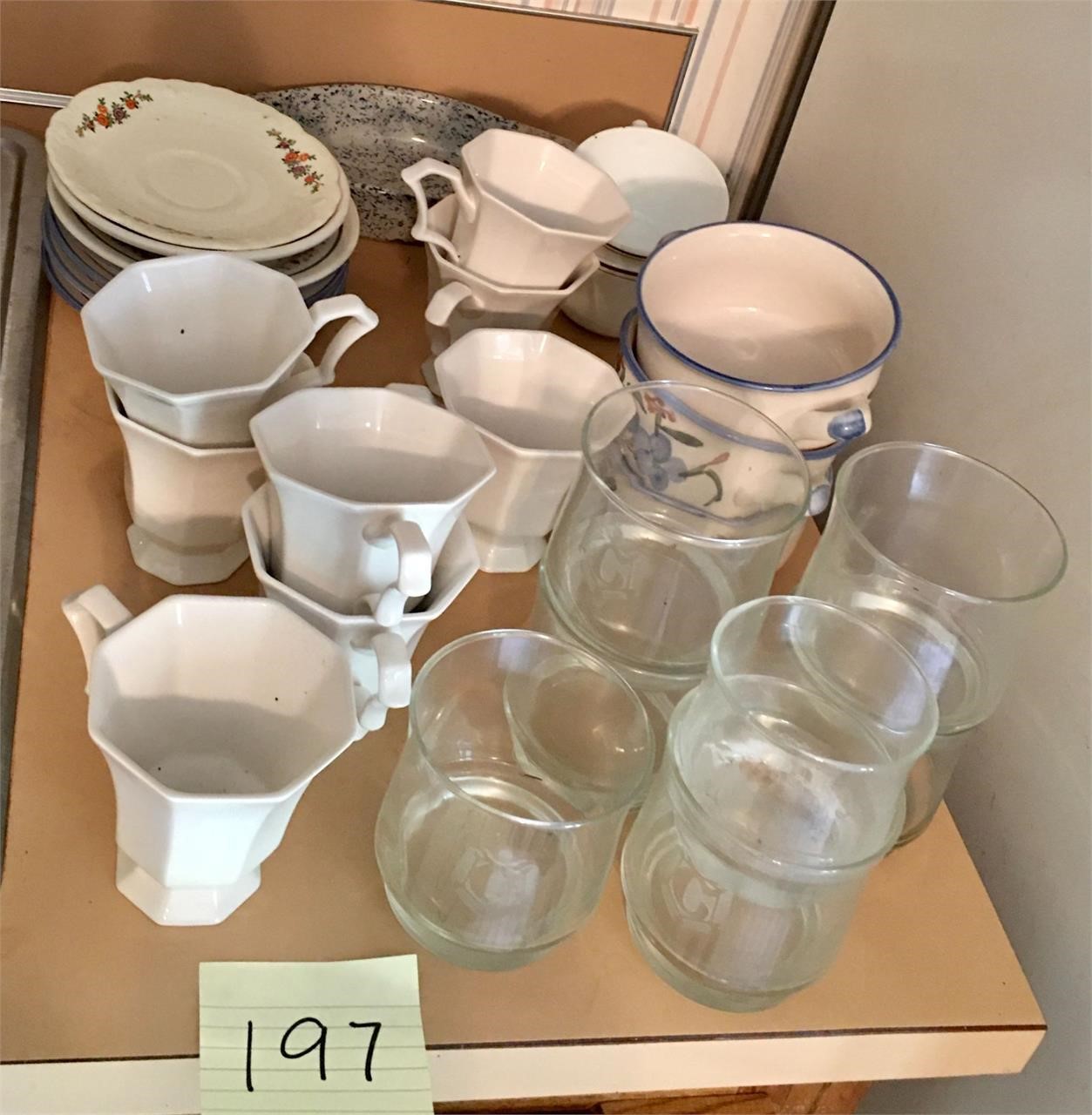 Glasses, Cups, and Saucers