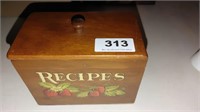 wooden recipe box with lid