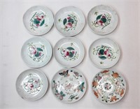Lots of 9 Vintage Chinese Famille Rose Plates