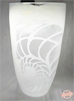 Large MCM Etched and Cased Glass Fossil Vase