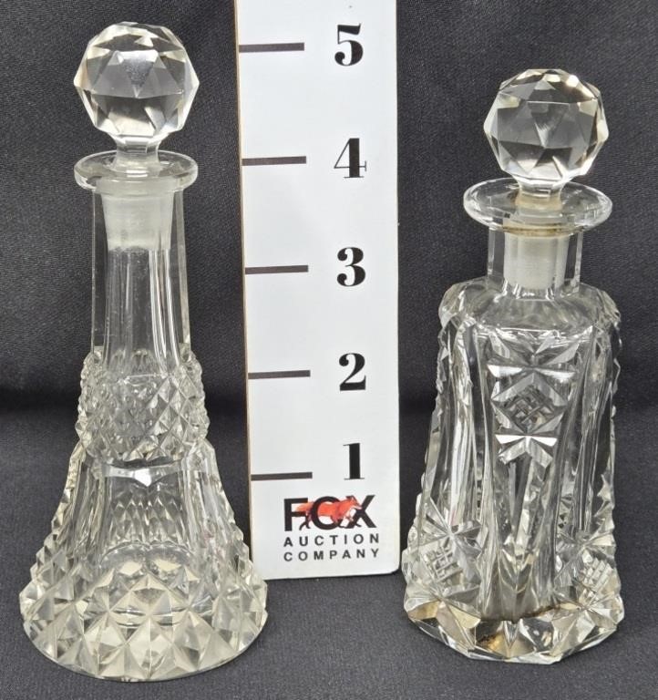 (2) Cut Glass Perfume Bottles