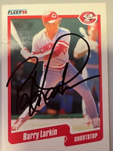 Reds Barry Larkin Signed Card with COA