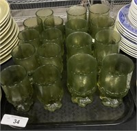 Heavy Base Green Water Glasses.