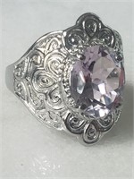 New Amethyst Ring in Stainless Steel Sz 7
