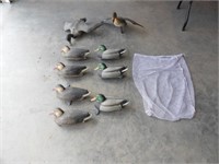 7-Duck Decoys, 2 Misc. Decoys & White Mesh Bag