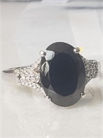 New .925 Shungite & White Zircon Ring Sz 10