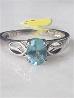 New Sterling Silver Paraiba Apatite Ring Sz 7