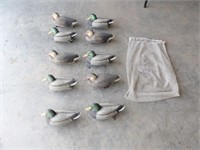 10-Greenhead Brand Duck Decoys w/White Mesh Bag