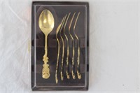 Vintage German Rose Handle Gold Spoons