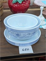 Pyrex Brittany Blue Bowls and Pie Dish