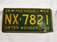 1959 Michigan State License Plate Water Wonderland