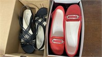 2 Pair Ladies' Shoes (10M black & 9M red) *LYR