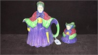 LITTLE OLD LADY ENGLISH TEAPOT AND CREAMER