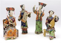 Chinese Shiwan Wucai Porcelain Signed Figures.