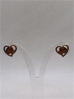 CLOISONNE FLORAL/HEART PIERCED EARRINGS